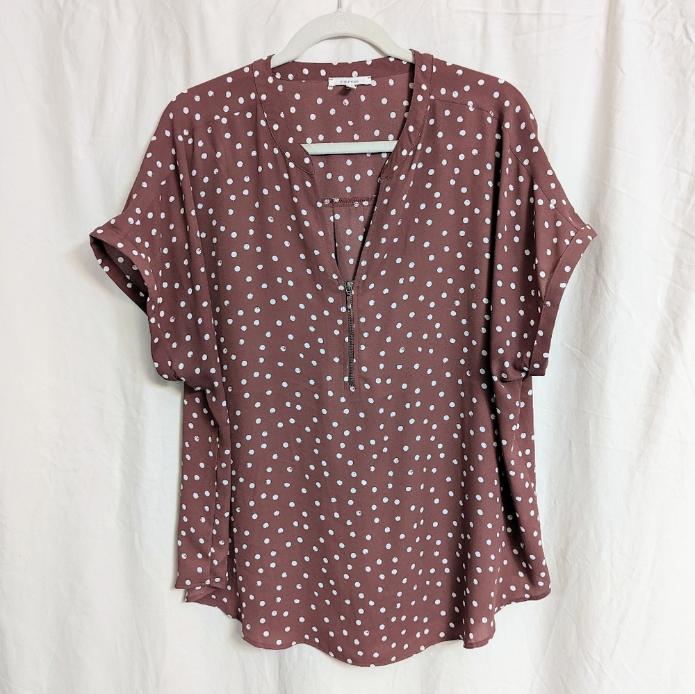 Maurice's V-neck blouse, polkadot